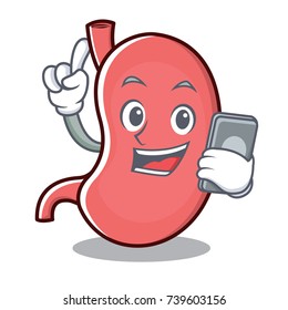 With phone stomach character cartoon mascot