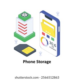 Phone Storage isometric Colored illustration. EPS File stock illustration