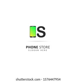 Phone store logo with initial letter s, Design vector symbol template 