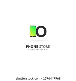 Phone store logo with initial letter o, Design vector symbol template 