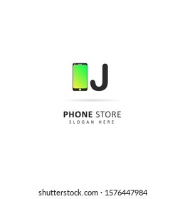 Phone store logo with initial letter j, Design vector symbol template 