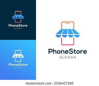 Logotipo de la tienda telefónica. Teléfono con diseño de logotipo de Vector de elemento de tienda.