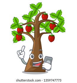 With phone strawberry tree in the shape character