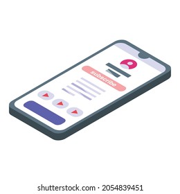 Icono de suscripción de teléfono. Isometric del icono vector de suscripción de teléfono para el diseño web aislado en fondo blanco