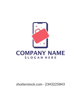 Vector de diseño de logotipo de maleta telefónica. Concepto de plantilla de diseño de logotipo en mayúsculas