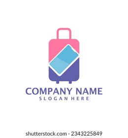 Phone Suitcase logo design vector. Suitcase logo design template concept