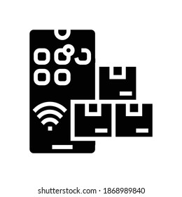 phone supply chain management glyph icon vector. phone supply chain management sign. isolated contour symbol black illustration
