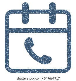 Phone Support Day grainy textured icon for overlay watermark stamps. Flat symbol with dust texture. Dotted vector blue ink rubber seal stamp with grunge design on a white background.