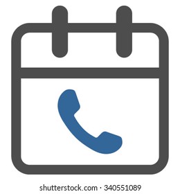 Phone Support Day vector icon. Style is bicolor flat symbol, cobalt and gray colors, rounded angles, white background.