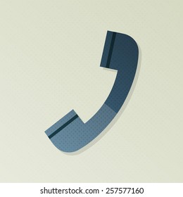 Phone support halftone stylized illustration. Flat sign with halftone texture