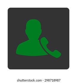 Phone Support icon from Commerce Buttons OverColor Set. Vector style is green and gray colors, flat square rounded button, white background.