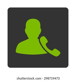 Phone Support icon from Commerce Buttons OverColor Set. Vector style is eco green and gray colors, flat square rounded button, white background.