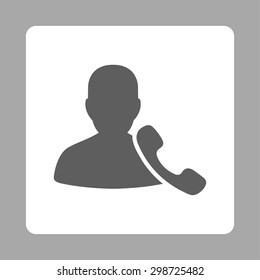 Phone Support icon from Commerce Buttons OverColor Set. Vector style is dark gray and white colors, flat square rounded button, silver background.