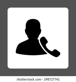 Phone Support icon from Commerce Buttons OverColor Set. Vector style is black and white colors, flat square rounded button, gray background.