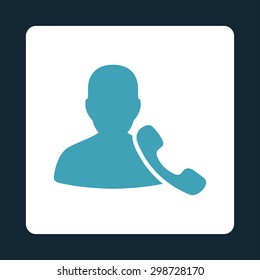 Phone Support icon from Commerce Buttons OverColor Set. Vector style is blue and white colors, flat square rounded button, dark blue background.