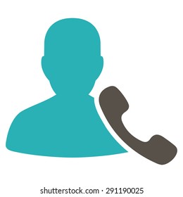 Phone Support icon from Commerce Set. Vector style: bicolor flat symbol, grey and cyan colors, rounded angles, white background.