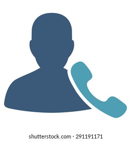 Phone Support icon from Commerce Set. Vector style: bicolor flat symbol, cyan and blue colors, rounded angles, white background.