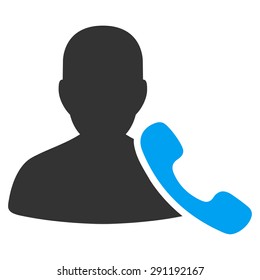 Phone Support icon from Commerce Set. Vector style: bicolor flat symbol, blue and gray colors, rounded angles, white background.