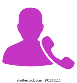 Phone Support icon from Commerce Set. Vector style: flat symbol, violet color, rounded angles, white background.
