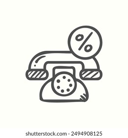phone support icon, isolated hand drawn icon theme ecommerce
