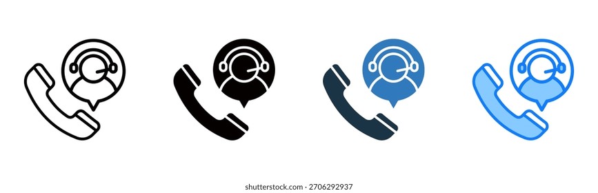 Icono de Asistencia de teléfono Ilustración vectorial de estilo múltiple