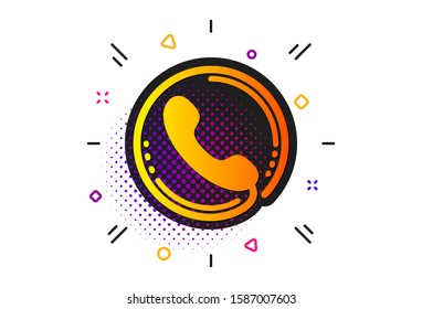 Phone support sign. Halftone circles pattern. Call center service icon. Feedback symbol. Classic flat call center icon. Vector