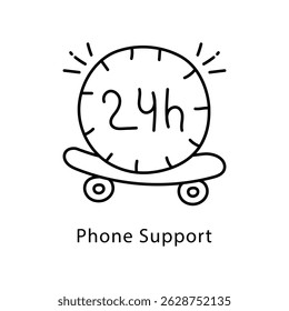 Phone Support Vector Outline Style Icon. Eps 10 File
