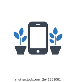 Phone surrounded by two plant pots
