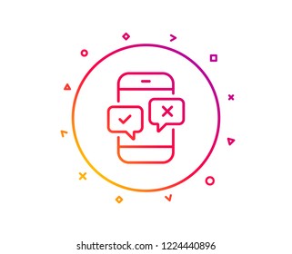 Phone survey line icon. Select answer sign. Business interview symbol. Gradient pattern line button. Phone survey icon design. Geometric shapes. Vector