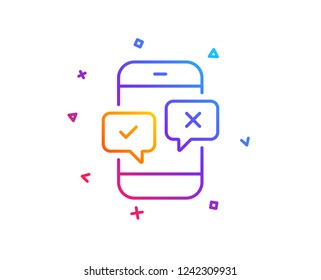 Phone Survey Line Icon. Select Answer Sign. Business Interview Symbol. Gradient Line Button. Phone Survey Icon Design. Colorful Geometric Shapes. Vector