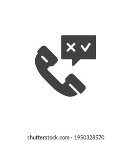 Icono vector de encuesta telefónica. signo plano relleno para concepto móvil y diseño web. Icono de glifo de encuesta de comentarios de clientes. Símbolo, ilustración del logotipo. Gráficos vectoriales