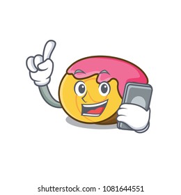 With phone swiss roll character cartoon