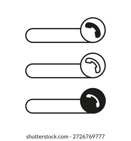 Icono del interruptor del teléfono. Llamar al control deslizante. Vector de Botón de interfaz. Control móvil. EPS 10.