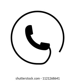 Phone symbol of an auricular with circular cord around icon vector icon. Simple element illustration. Phone symbol of an auricular with circular cord around symbol design. Can be used for web 