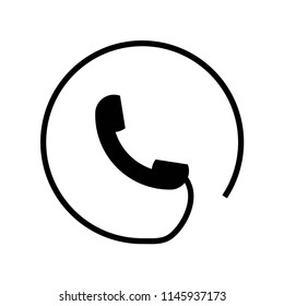 Phone symbol of an auricular with circular cord around icon vector icon. Simple element illustration. Phone symbol of an auricular with circular cord around symbol design. Can be used for web and