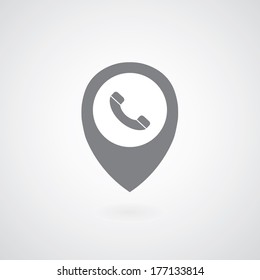 phone symbol  pointer on gray background 