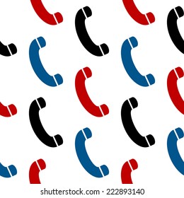 Phone symbol seamless pattern on white background. Vector illustration.