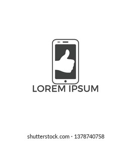 Phone with symbol thumb up vector design.  Best app or gadget logo design concept.