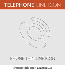 Phone symbol vector icon. Old telephone outline pictogram.