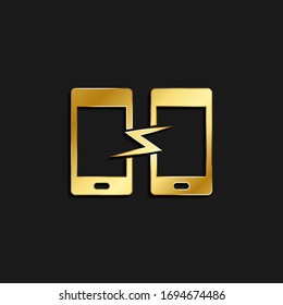 phone, sync gold icon. Vector illustration of golden style
