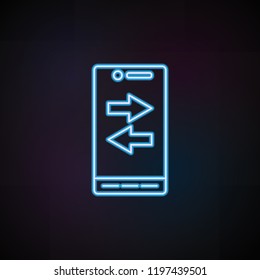 phone sync icon in neon style. One of Mobile banking collection icon can be used for UI, UX