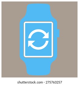 phone synchronization icon on smart watch. vector illustration