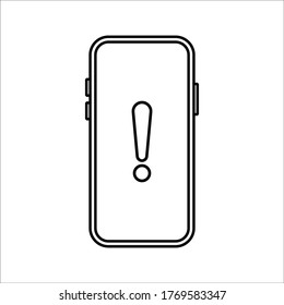 Phone System Error Icon, System Not Working Sign On White Background