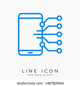 Phone system technologe vector line icon