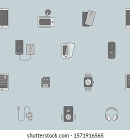 Phone and tablet background - Vector color seamless pattern of gadget and mobile device for graphic design