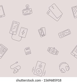 Phone and tablet background - Vector seamless pattern of gadget and mobile device for graphic design