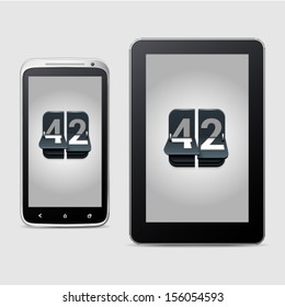 Phone and tablet with counter icons