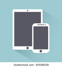 phone, tablet electronic device icons flat style template with shadow isolated on a light background ,stylish vector illustration eps10