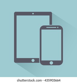 phone, tablet electronic device icons flat style template with shadow isolated on a light background ,stylish vector illustration eps10