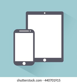 phone, tablet electronic device icons flat style template with shadow isolated on a light background ,stylish vector illustration eps10